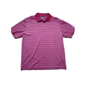 Nike Golf Dri-Fit Men's Short Sleeve Red White Striped Polo Golf Shirt Size XL